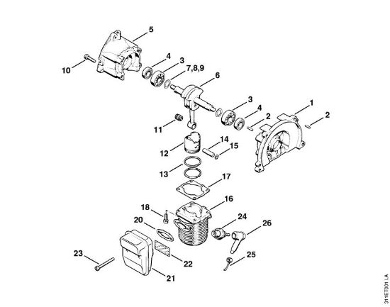 Foices a motor (FS) FS 60 Caixa da cambota, Cilindro da marca Stihl