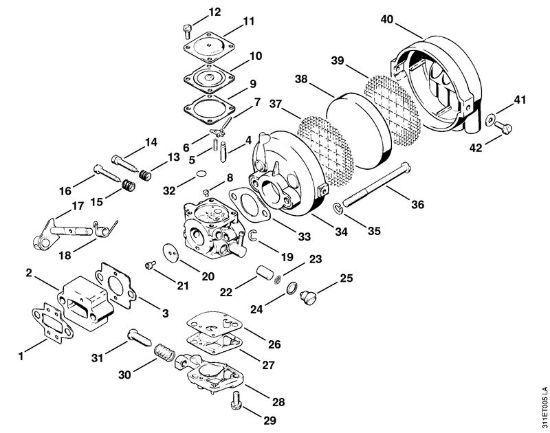 Foices a motor (FS) FS 60 Carburador, Filtro de ar da marca Stihl