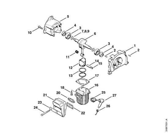 Foices a motor (FS) FS 61 Caixa da cambota, Cilindro da marca Stihl