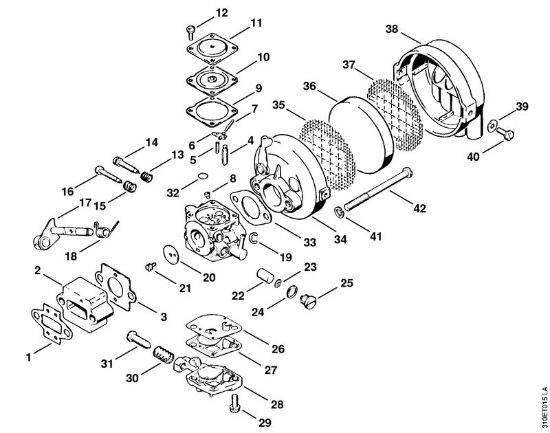 Foices a motor (FS) FS 61 Carburador, Filtro de ar da marca Stihl