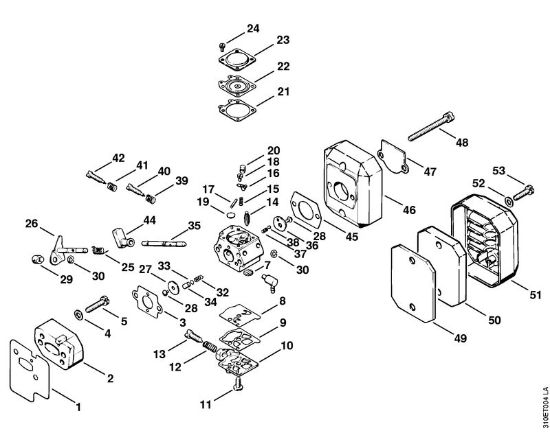 Foices a motor (FS) FS 61 RE Carburador, Filtro de ar da marca Stihl