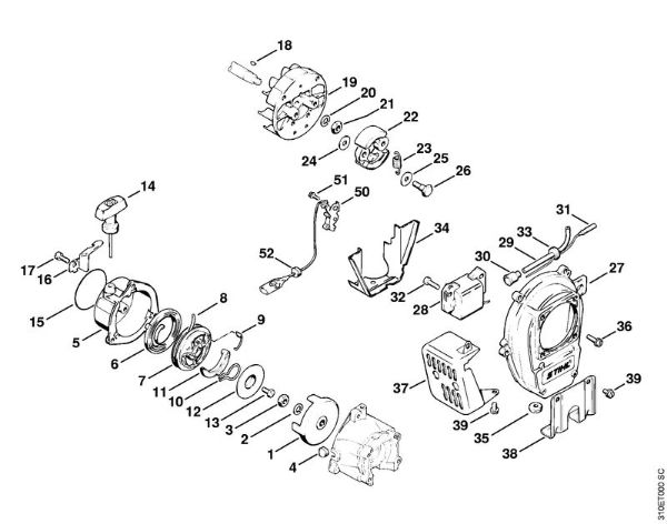 Foices a motor (FS) FS 61 RE Dispositivo de arranque da marca Stihl