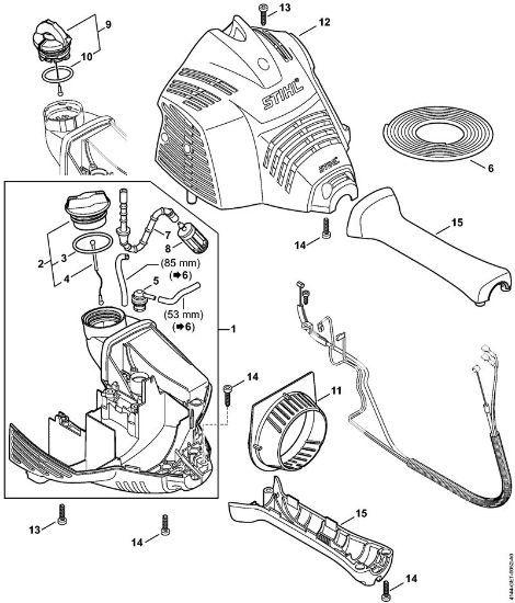 Foices a motor (FS) FS 70 C-E Cárter do motor (Cabo para duas mãos) da marca Stihl