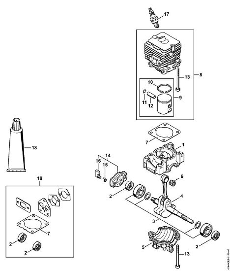 Foices a motor (FS) FS 70 RC-E Caixa da cambota, Cilindro da marca Stihl