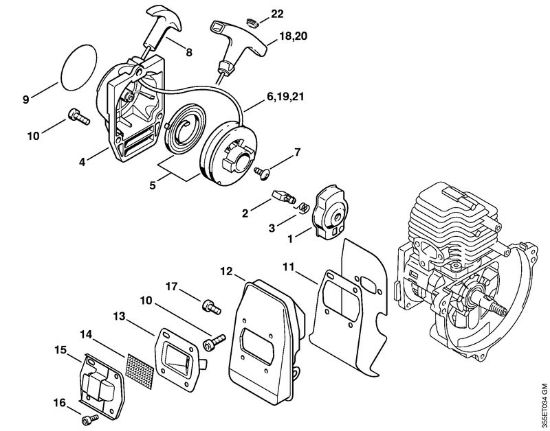 Foices a motor (FS) FS 72 R Dispositivo de arranque, Silenciador da marca Stihl