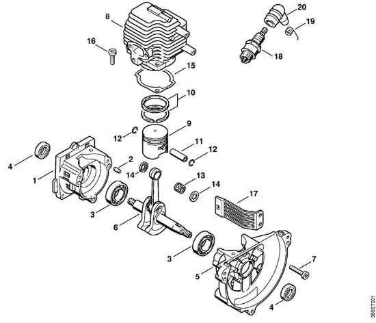 Foices a motor (FS) FS 74 Caixa da cambota, Cilindro da marca Stihl