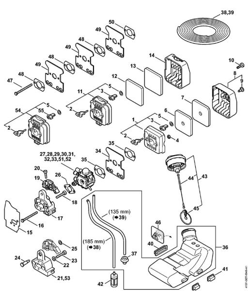 Foices a motor (FS) FS 75 Filtro de ar, Tanque de combustível da marca Stihl