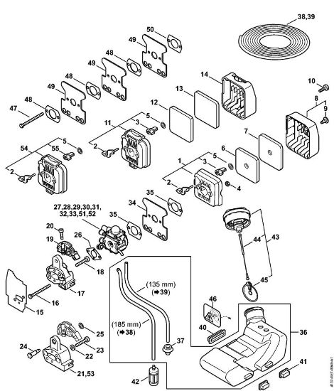 Foices a motor (FS) FS 80 Filtro de ar, Tanque de combustível da marca Stihl