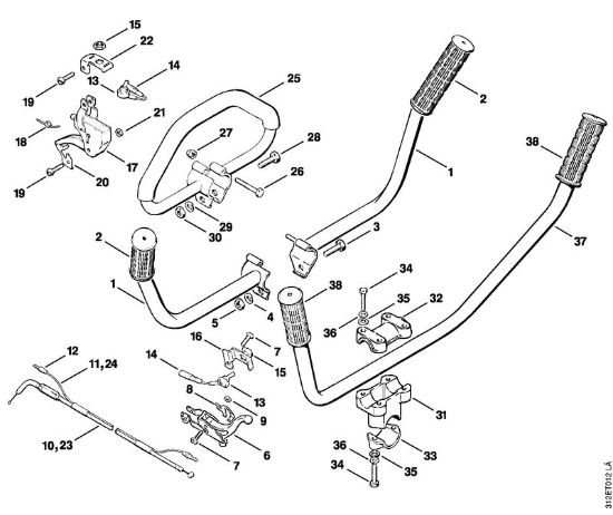 Foices a motor (FS) FS 80 AVRE Tubo do punho da marca Stihl