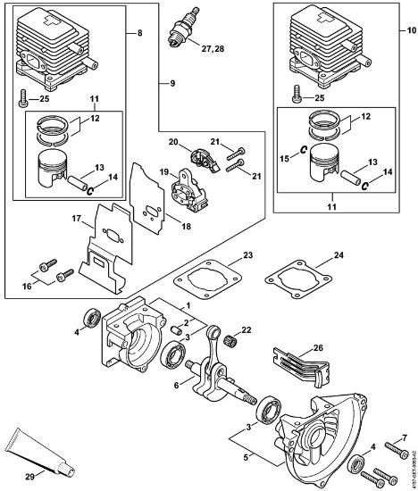Foices a motor (FS) FS 80 R Caixa da cambota, Cilindro da marca Stihl