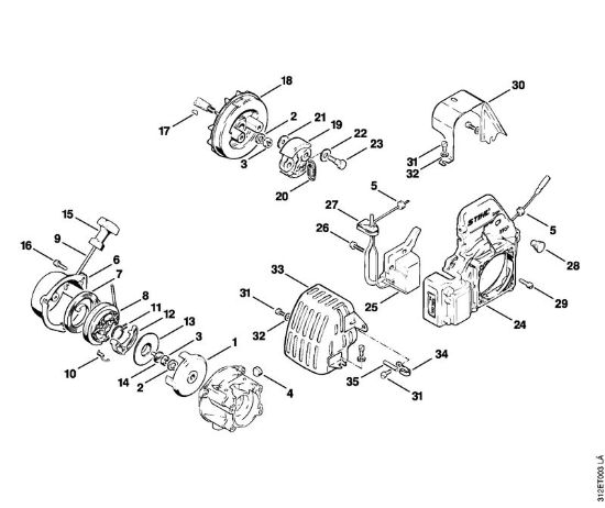 Foices a motor (FS) FS 80 RE Dispositivo de arranque da marca Stihl