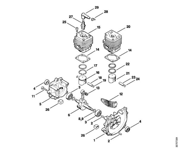 Foices a motor (FS) FS 81 Caixa da cambota, Cilindro da marca Stihl