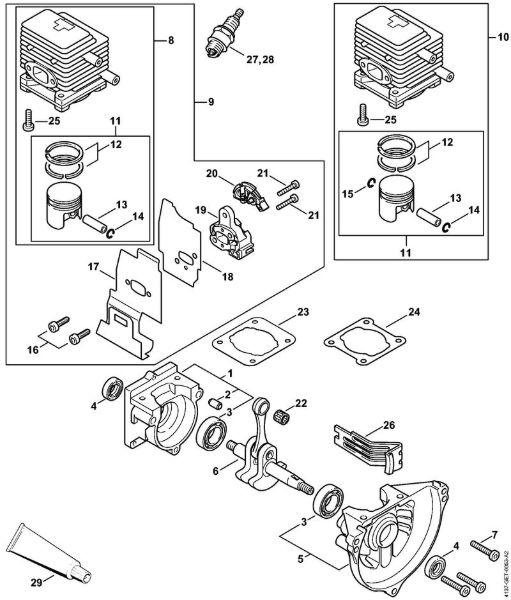Foices a motor (FS) FS 85 R Caixa da cambota, Cilindro da marca Stihl