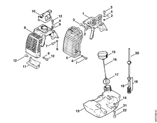 Foices a motor (FS) FS 86 Cobertura, Tanque de combustivel da marca Stihl