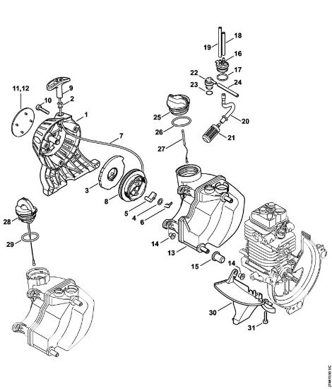Foices a motor (FS) FS 87 R Dispositivo de arranque, Tanque de combustível da marca Stihl