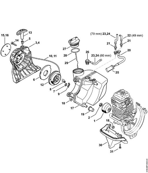 Foices a motor (FS) FS 89 R Dispositivo de arranque, Tanque de combustível da marca Stihl