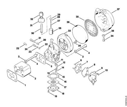 Foices a motor (FS) FS 90 - 4117 Carburador, Filtro de ar da marca Stihl