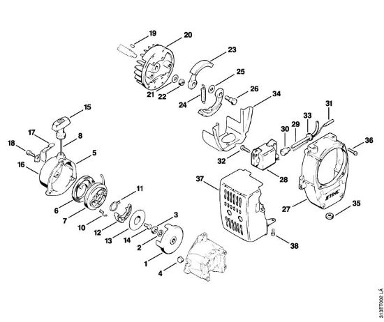 Foices a motor (FS) FS 90 - 4117 Dispositivo de arranque da marca Stihl