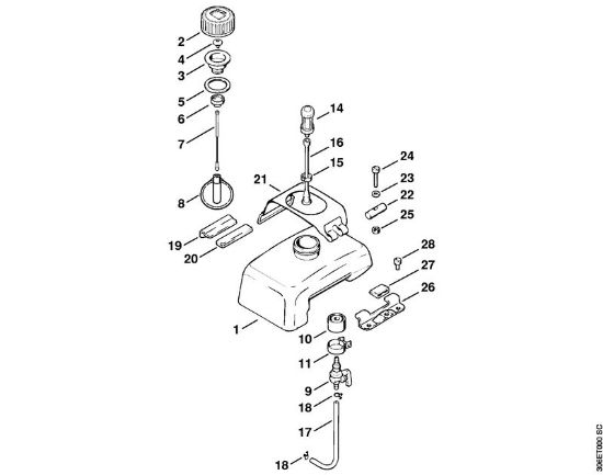 Foices a motor (FS) FS 90 - 4117 Tanque de combustível da marca Stihl