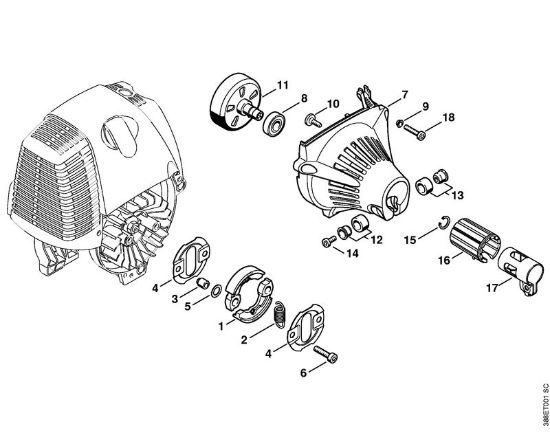 Foices a motor (FS) FS 90 - 4180 Embreagem, Carcaça do ventilador da marca Stihl