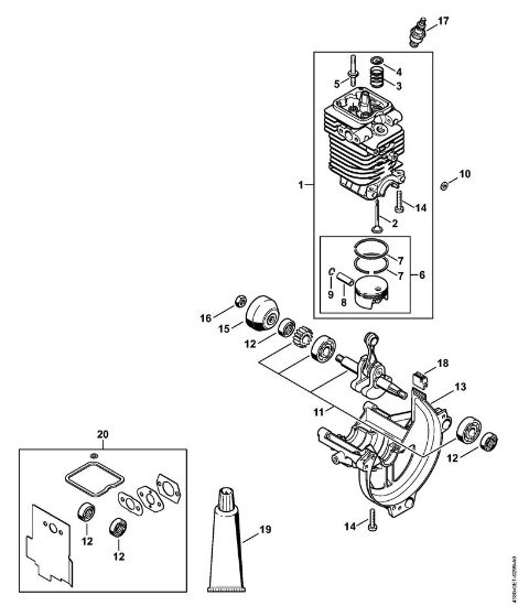 Foices a motor (FS) FS 90 R - 4180 Cilindro, Tina da cambota da marca Stihl