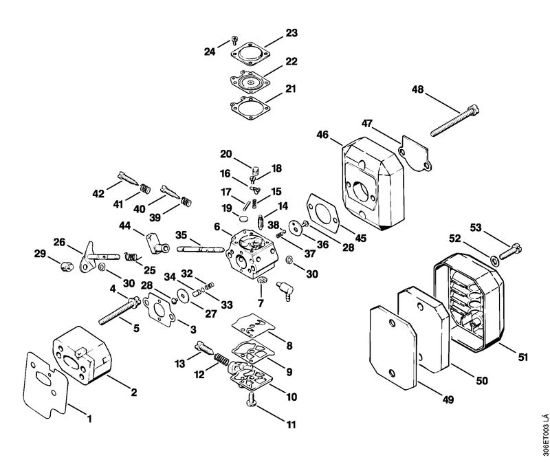 Foices a motor (FS) FS 96 Carburador, Filtro de ar da marca Stihl