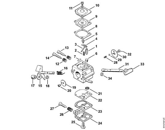 Foices a motor portáteis nas costas (FR) FR 106 Carburador C1S-S1 da marca Stihl