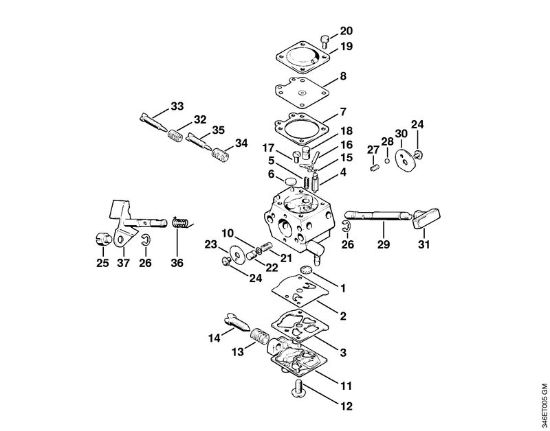 Foices a motor portáteis nas costas (FR) FR 106 Carburador WT-45, WT-112 da marca Stihl