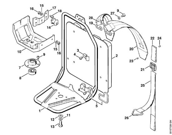 Foices a motor portáteis nas costas (FR) FR 106 Quadro de suporte da marca Stihl