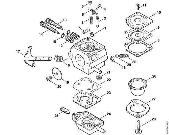 Foices a motor portáteis nas costas (FR) FR 125 SEA Carburador SK12, SK12-7XA da marca Stihl