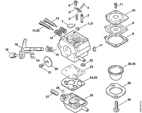 Foices a motor portáteis nas costas (FR) FR 135 SEA Carburador SK8, SK8-7XA, SK10, SK10-7XA da marca Stihl