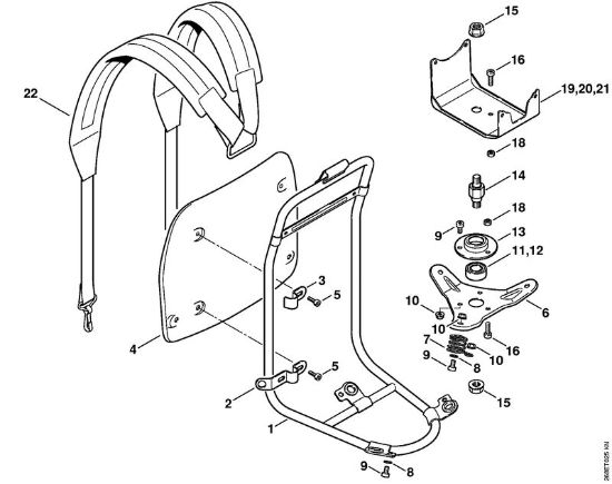 Foices a motor portáteis nas costas (FR) FR 135 SEA Quadro de suporte da marca Stihl