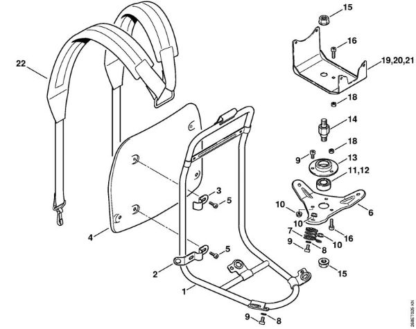 Foices a motor portáteis nas costas (FR) FR 135 SEA Quadro de suporte da marca Stihl