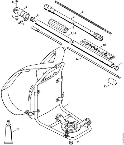 Foices a motor portáteis nas costas (FR) FR 230 Quadro de suporte, Haste da marca Stihl