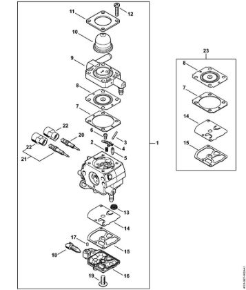 Foices a motor portáteis nas costas (FR) FR 235 Carburador 4151/02 da marca Stihl