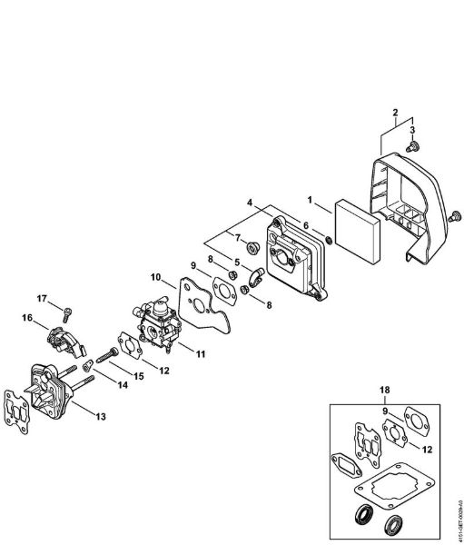 Foices a motor portáteis nas costas (FR) FR 235 Filtro de ar, Flange intermediário da marca Stihl