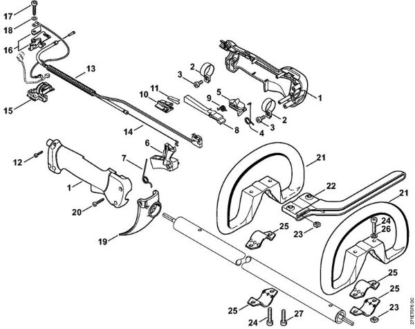 Foices a motor portáteis nas costas (FR) FR 350 Cabo de manejo da marca Stihl