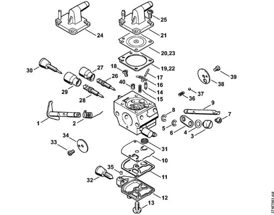 Foices a motor portáteis nas costas (FR) FR 350 Carburador C1Q-S162, C1Q-S164, C1Q-S83, C1Q-S139 FR 350 da marca Stihl