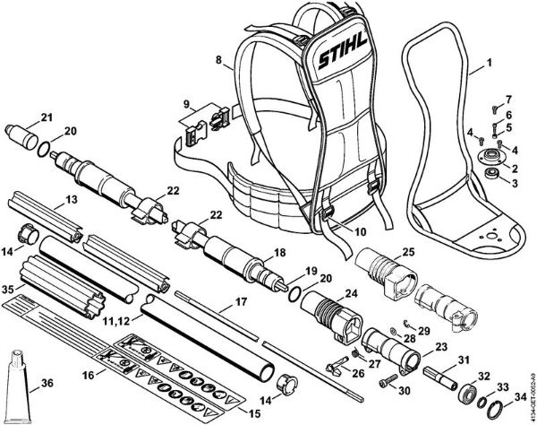 Foices a motor portáteis nas costas (FR) FR 350 Quadro de suporte, Haste da marca Stihl