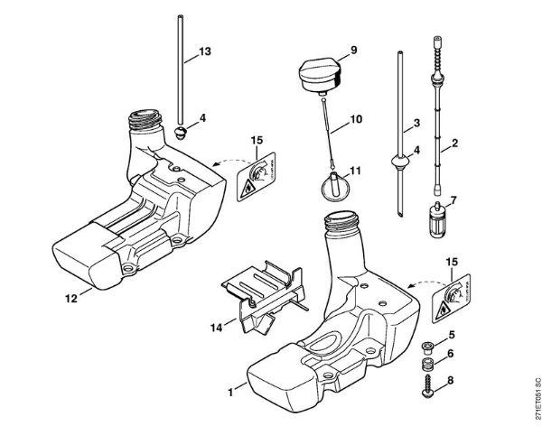 Foices a motor portáteis nas costas (FR) FR 350 Tanque de combustível da marca Stihl