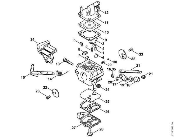 Foices a motor portáteis nas costas (FR) FR 450 Carburador C1Q-S34 FR 450 (46.2003) da marca Stihl