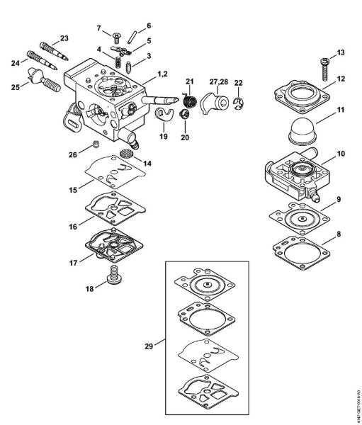 Foices a motor portáteis nas costas (FR) FR 460 TC-E Carburador WTF-6, WTF-11 da marca Stihl
