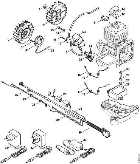 Foices a motor portáteis nas costas (FR) FR 480 (4128) Sistema de ignição, Cablagem préformada FR 450, 480, 480 C da marca Stihl