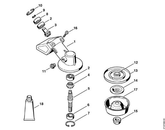 Foices a motor portáteis nas costas (FR) FR 480 C-F (4128) Engrenagem da marca Stihl