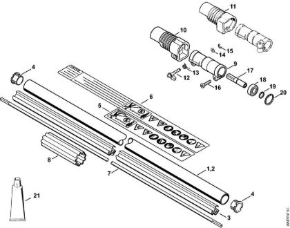 Foices a motor portáteis nas costas (FR) FR 85 Haste FR 85 (17.2001) da marca Stihl