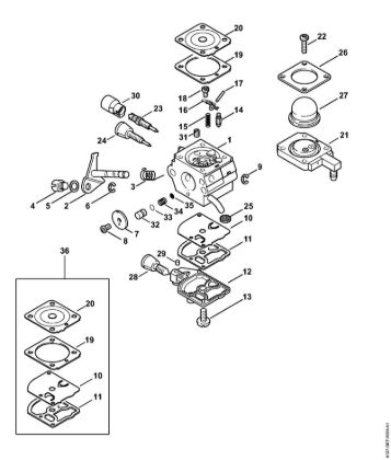 Foices a motor portáteis nas costas (FR) FR 85 T Carburador 4137/23 BR da marca Stihl