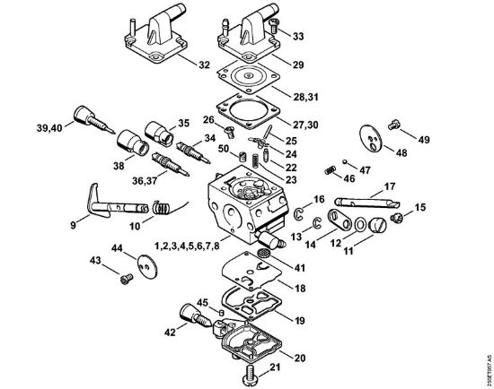 Roçadeiras (FS) FS 300 Carburador C1Q-S161, -S162, -S163, -S164, -S82, -S83, -S138, -S139 da marca Stihl