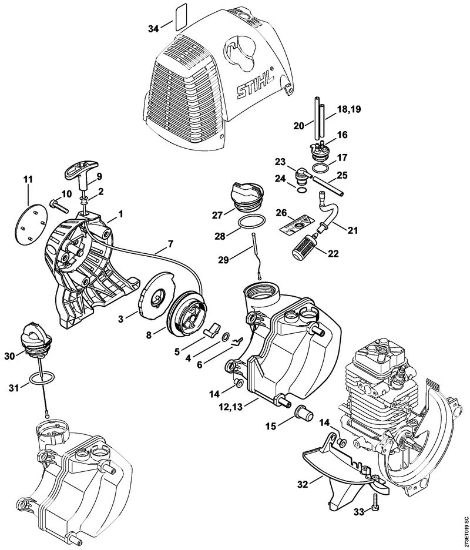Roçadeiras (FS) FS 310 Dispositivo de arranque, Tanque de combustível da marca Stihl