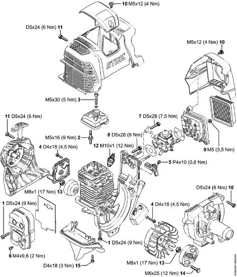 Roçadeiras (FS) FS 311 Binários de aperto da marca Stihl