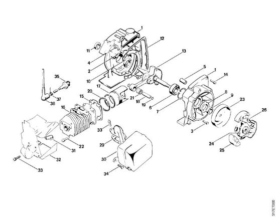 Roçadeiras (FS) FS 410 (4110) Caixa da cambota, Cilindro, Embreagem da marca Stihl